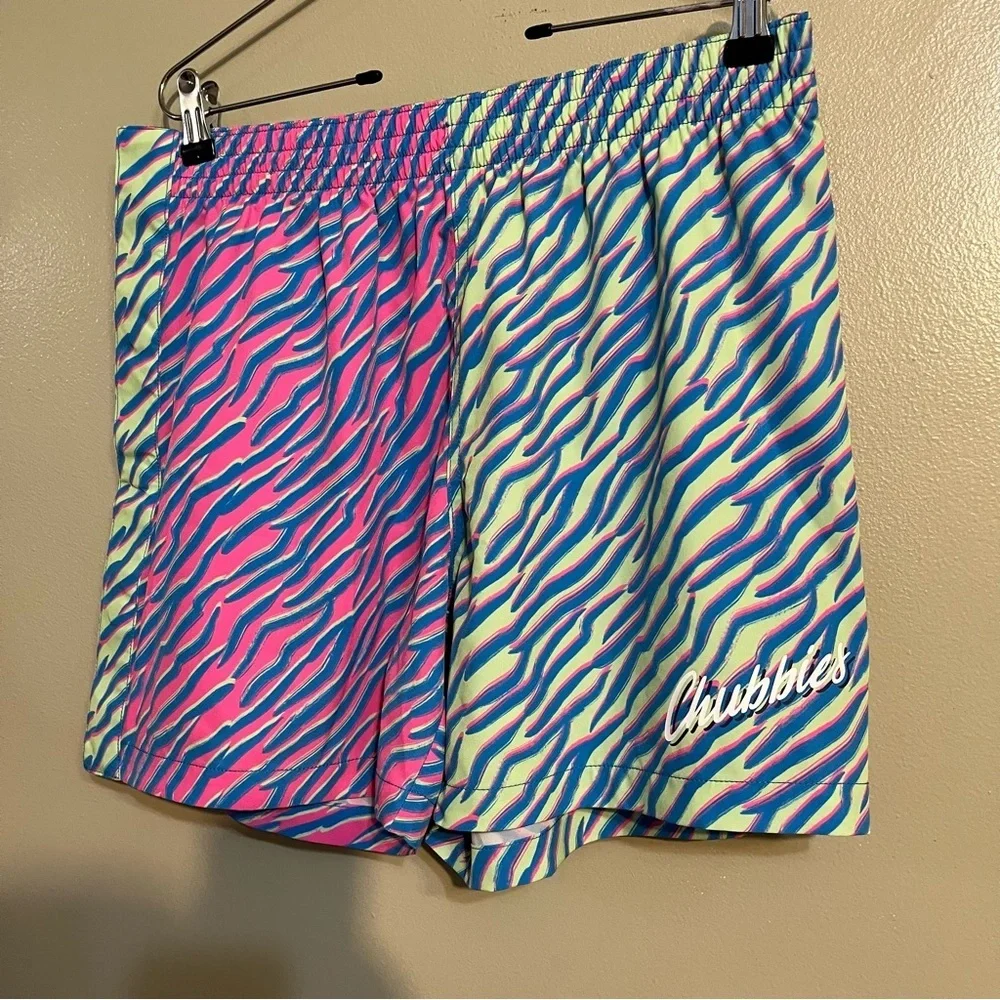 Chubbies Vibrant Zebra Print Swim Trunks Shorts 5.5” L